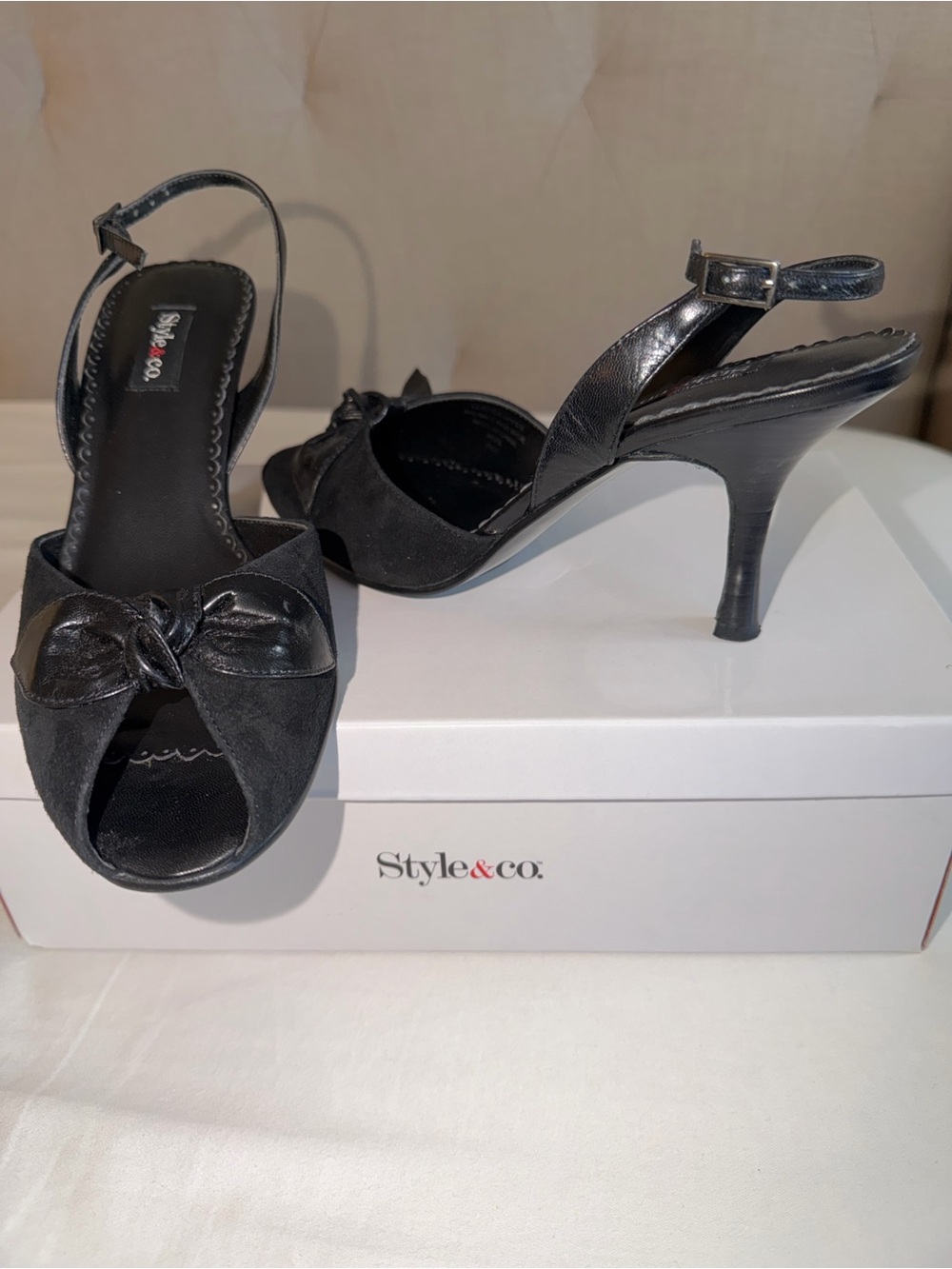 Style & Co Black Leather heels “Skybks” 7.5